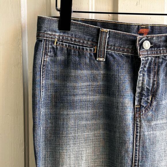 7 For All Mankind Denim Skirt Front Slit - Picture 3 of 9